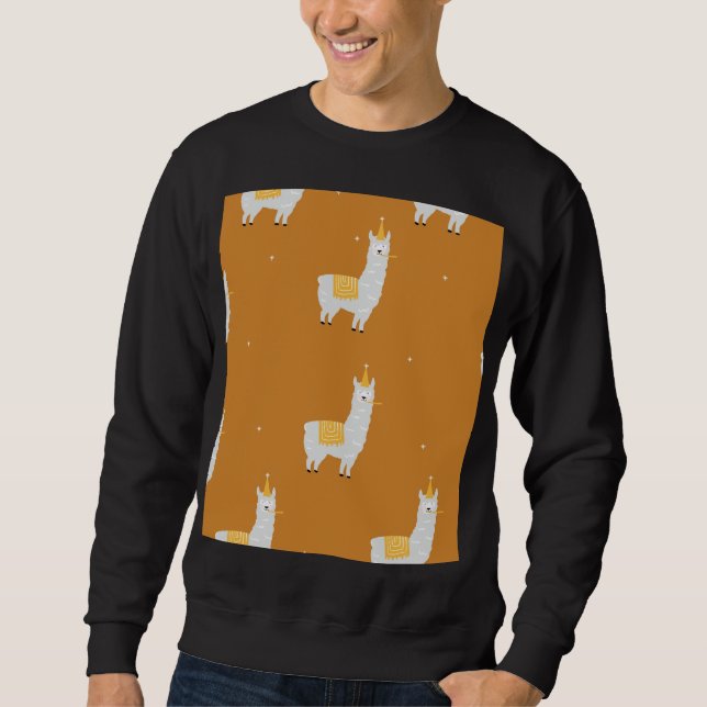 Sudadera Llama, fondo naranja: patrón de cumpleaños. (Anverso)