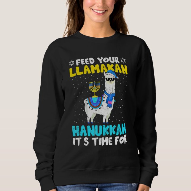 Sudadera Llama Hanukkah Costume Alpaca Chanukah Feed Your L (Anverso)
