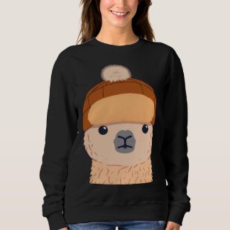 Sudadera Llama in Winter Hat Cute Character