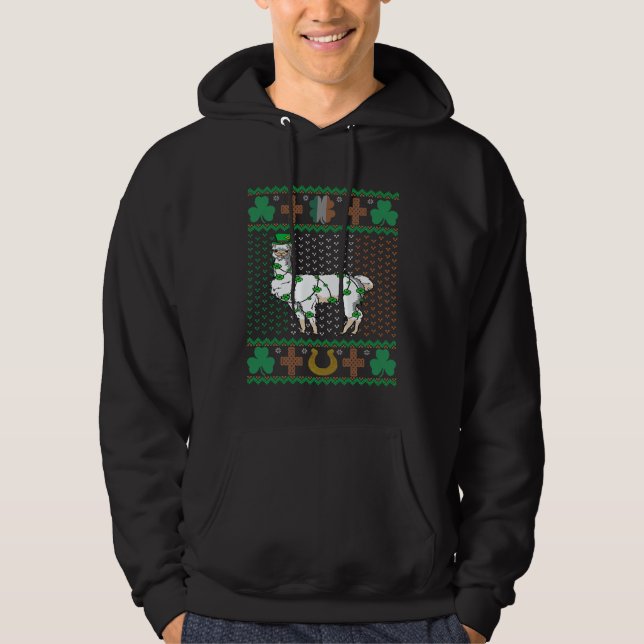 Sudadera Llama Leprechaun St Patricks Day Ugly Holiday Alpa (Anverso)