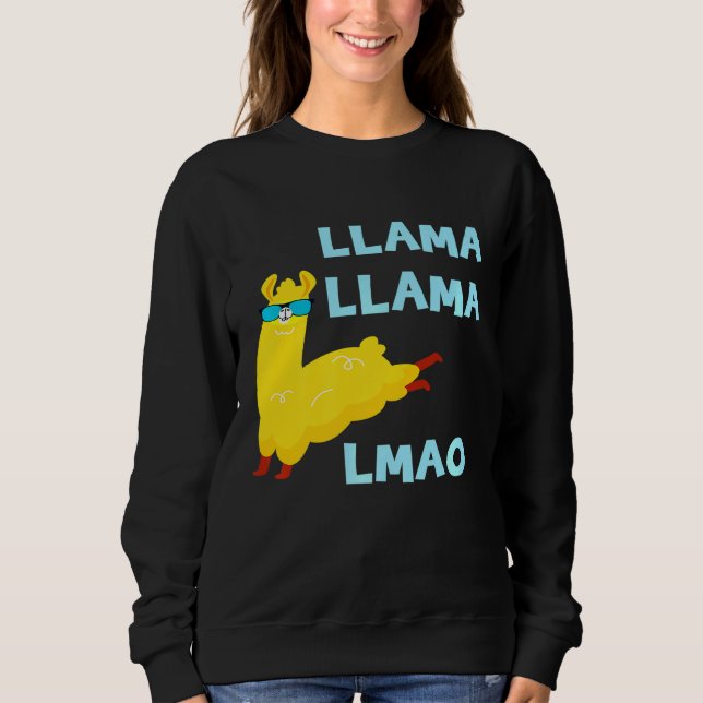 Sudadera Llama LMAO Saltando Aletas de Sol de Alpaca (Anverso)