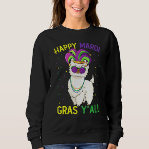 Sudadera Llama Mardi Gras sosteniendo la máscara y el amor 