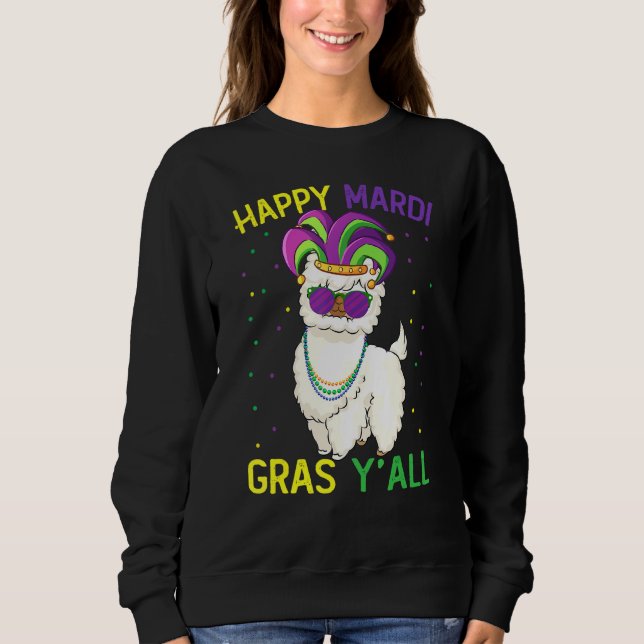 Sudadera Llama Mardi Gras sosteniendo la máscara y el amor  (Anverso)