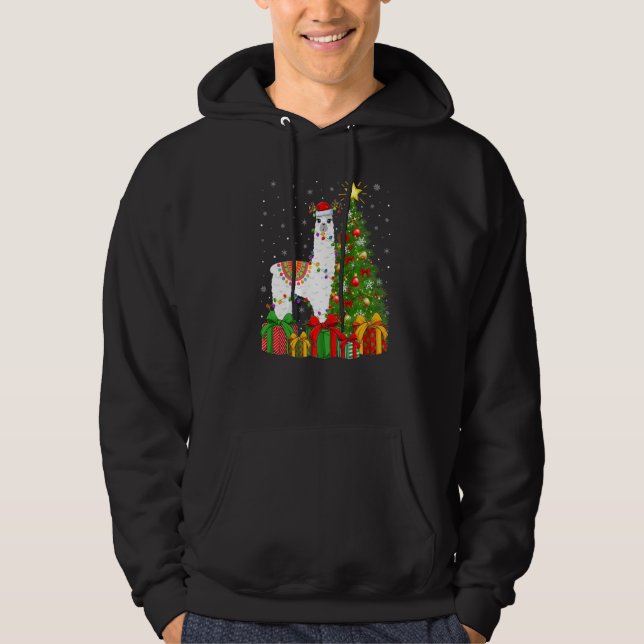 Sudadera Llama  Xmas Holiday Santa Llama Christmas Tree (Anverso)