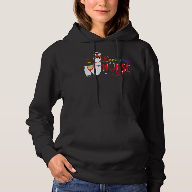 Sudadera Llamando a enfermera Cute Llama Gafas de Sol Asomb (Anverso)