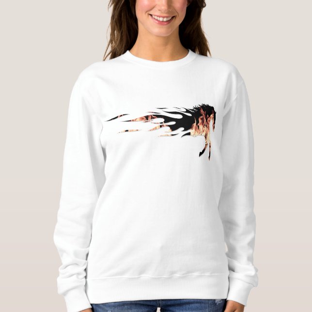 Sudadera Llamas de caballo, logotipo de caballo, caballo (Anverso)