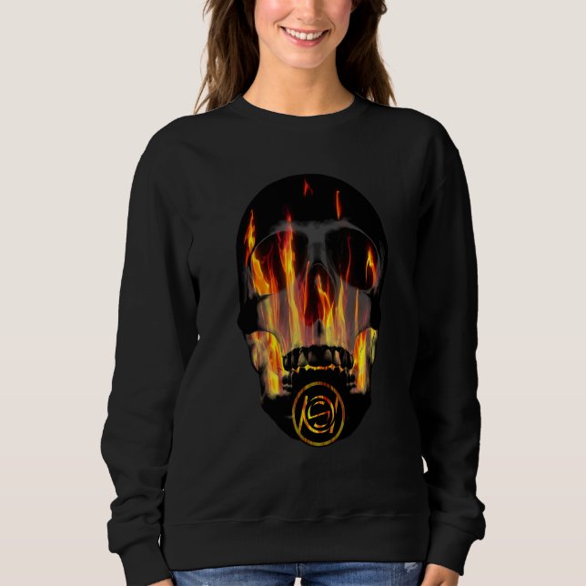 Sudadera Llamas de Fuego de Cráneo (Anverso)