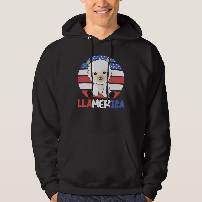 Sudadera Llamerica Funny Llama 4 De Julio Bandera Estadouni (Anverso)