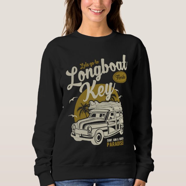 Sudadera Llave de Longboat Florida Recuerdo Retro Antiguo (Anverso)