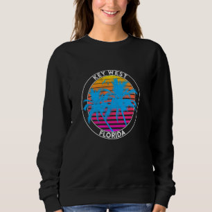 Sudadera Llave oeste de Florida. palmeras retro puesta de s