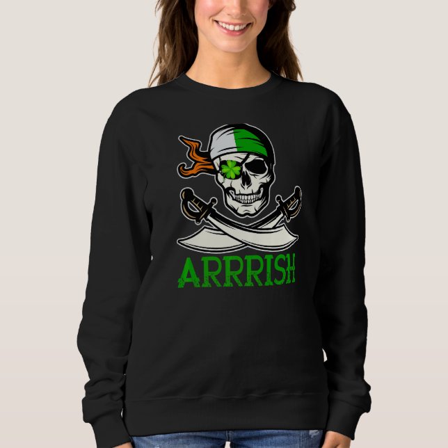 Sudadera Llegada Irlanda Cita Pirate Skull St Patricks Day (Anverso)