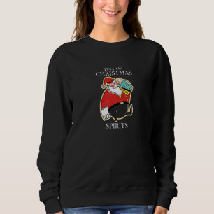 Sudadera Lleno de Espíritu Navideño Santa Claus Bebiendo Na