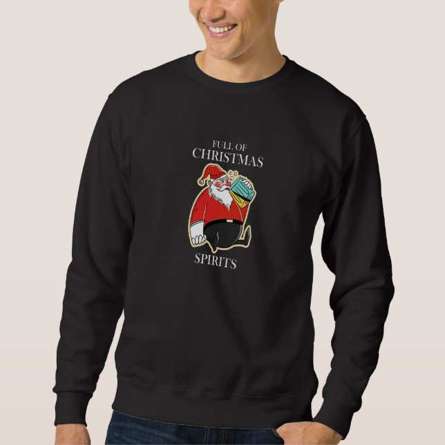 Sudadera Lleno de Espíritu Navideño Santa Claus Bebiendo Xm (Anverso)