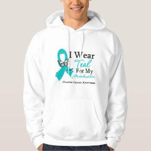 Sudadera Llevo al cáncer ovárico de la abuela verde azulada
