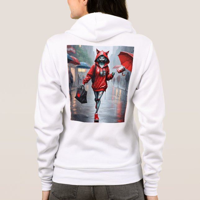 Sudadera Lluvia de gatito caprichosa para las mujeres Bella (Reverso)