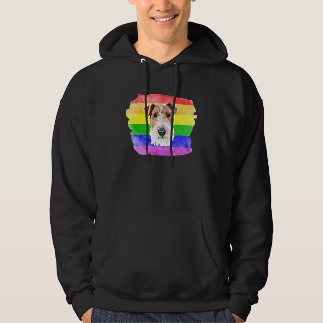 Sudadera Lluvias del Orgullo Gay Fox Terrier Lgbtq Lluvias  (Anverso)