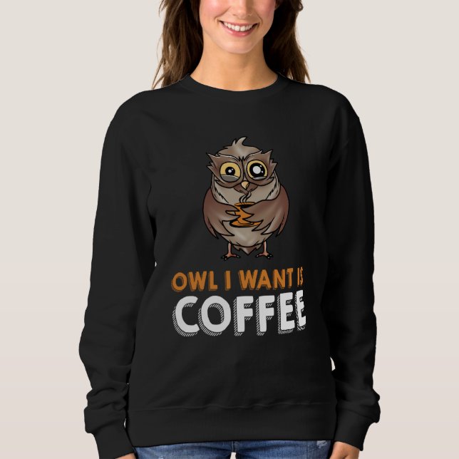 Sudadera Lo que quiero es café alas plumaje noctámbulo café (Anverso)