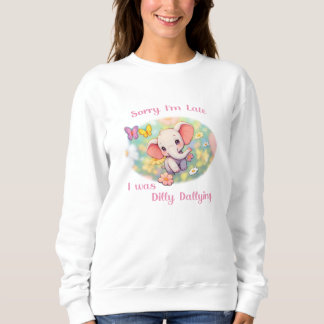 Sudadera Lo siento, estoy tarde Diseño de Elefante