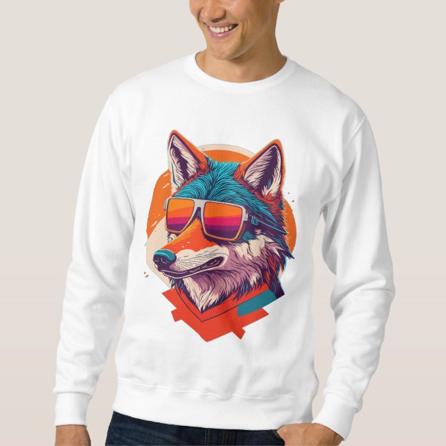 SUDADERA LOBO ADORABLE CON GAFAS DE SOL. (Anverso)