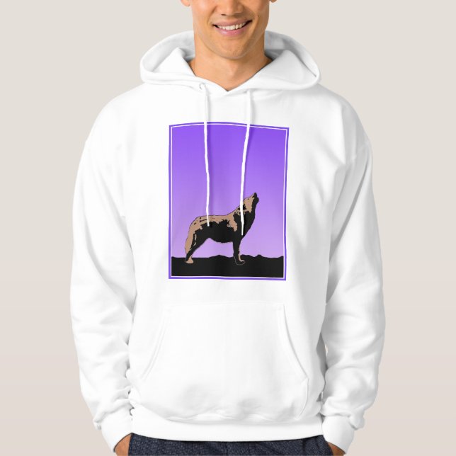 Sudadera Lobo al atardecer - Arte de vida salvaje original (Anverso)