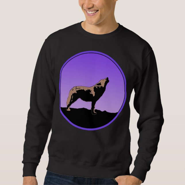 Sudadera Lobo al atardecer - Arte de vida salvaje original (Anverso)
