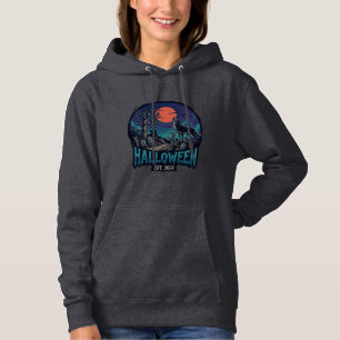 Sudadera Lobo Aullador de Halloween Mano de Zombie de Luna