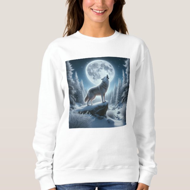 Sudadera Lobo Aullador En Invierno (Anverso)