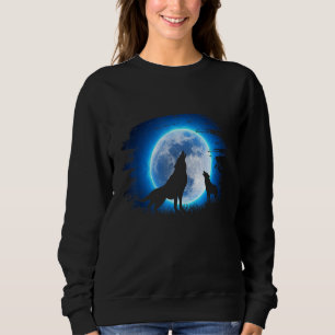 Sudadera Lobo Aullador Retro Bajo Un Cielo Iluminado Por La