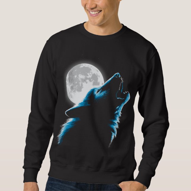Sudadera Lobo aullando a la luna (Anverso)