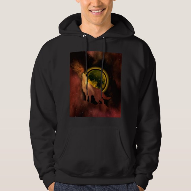 SUDADERA LOBO AULLANDO EN GALAXIA LUNA ESPACIO   (Anverso)