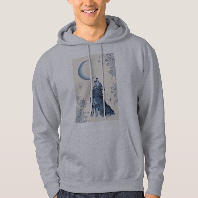 Sudadera lobo aullando en la luna (Anverso)