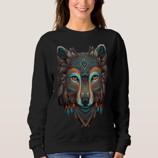 Sudadera Lobo Azteca Mexicano Tradicional Antiguo Azteca Me (Anverso)