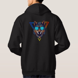 Sudadera Lobo colorido con gafas de sol Hoodie, diversión y