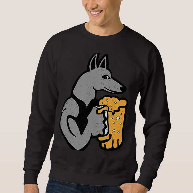 Sudadera Lobo con bíceps bebedor de cerveza fiesta (Anverso)