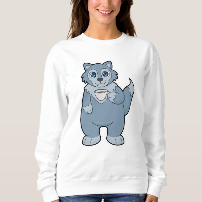 Sudadera Lobo con copa de café (Anverso)