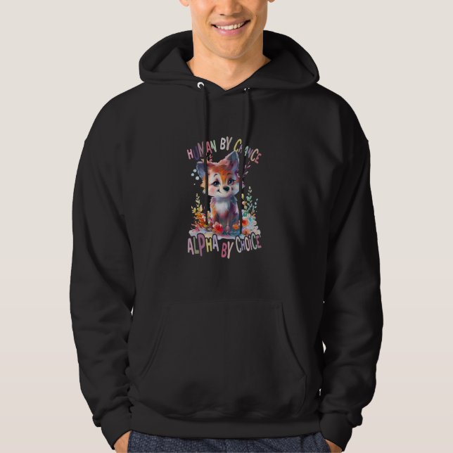 Sudadera lobo con flores lindos lobos luna animal alpha de (Anverso)