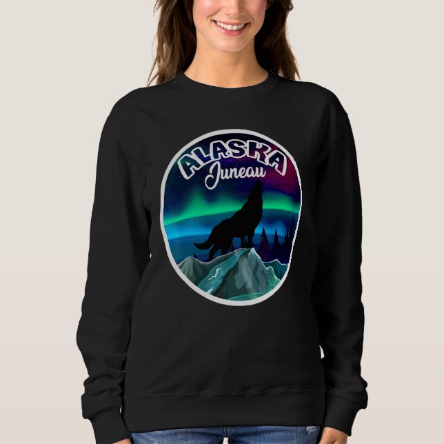 Sudadera Lobo de las Luces del Norte de Juneau Alaska (Anverso)