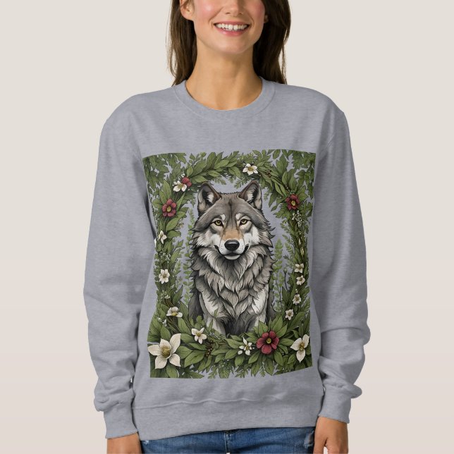 Sudadera Lobo de Minnesota Rodeado por la flor de pimienta  (Anverso)