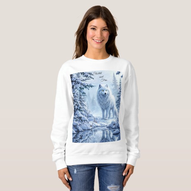 Sudadera Lobo de nieve salvaje depredador naturaleza arte d (Anverso completo)