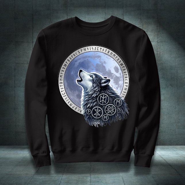 Sudadera Lobo de Odín (Inspirador y motivador Lobo aullando a la Luna Vikinga un diseño para guerreros)