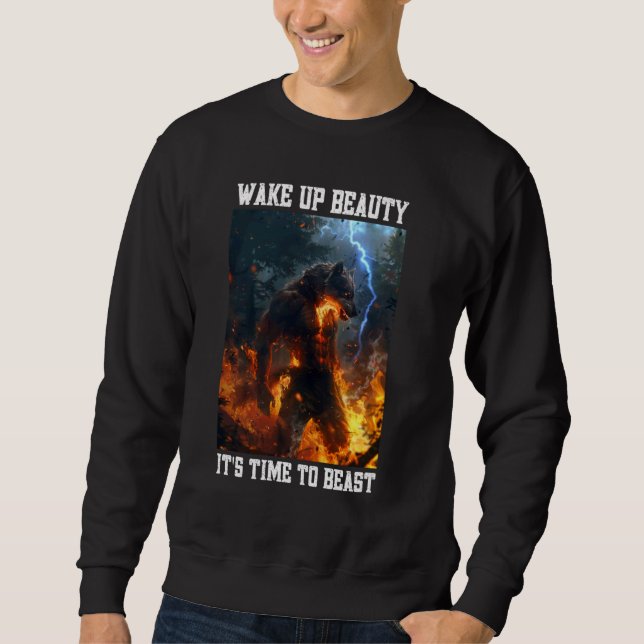Sudadera Lobo demente despierta belleza crujiente anillo de (Anverso)