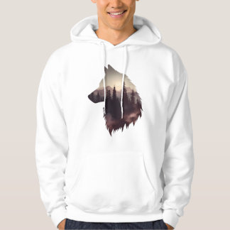 Sudadera Lobo Doble Exposición – Silueta de la Naturaleza