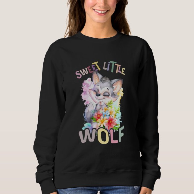 Sudadera lobo dulce con flores lobos lindos animal (Anverso)