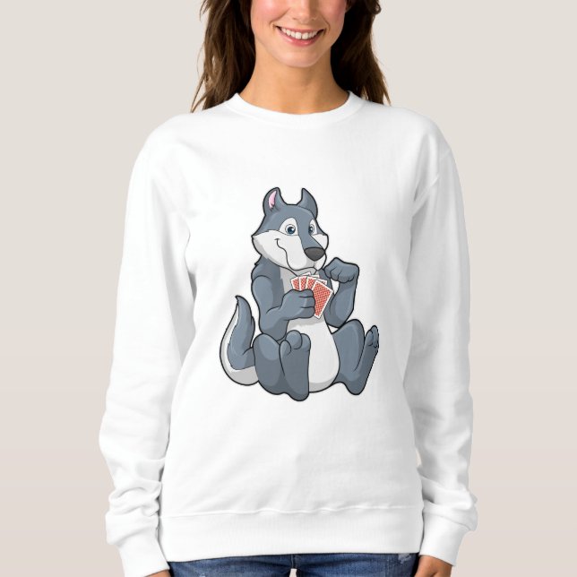 Sudadera Lobo en el póker con tarjetas de póker (Anverso)