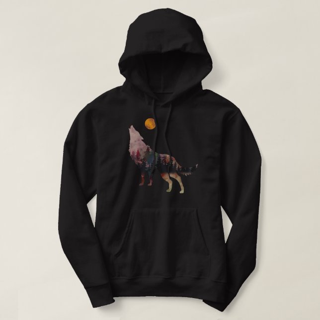 Sudadera Lobo en la luna Vikings Lif salvaje (Diseño del anverso)