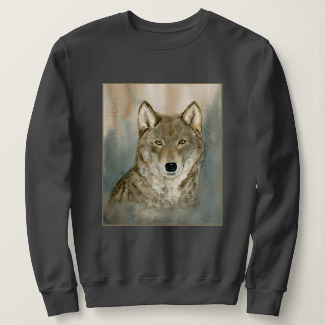 Sudadera Lobo en la Niebla Acuarela (Anverso del diseño)