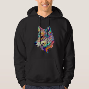 Sudadera Lobo Increíble mezcla de colores Cara de animal