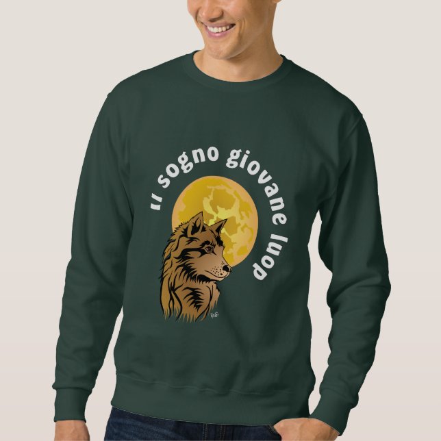 Sudadera lobo joven soñando (Anverso)