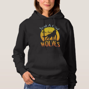Sudadera Lobo Lindo de Luna Llena Solo Una Chica Que Am