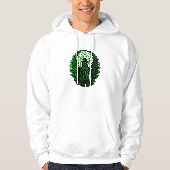 Sudadera Lobo/luna célticos, verde (Anverso)